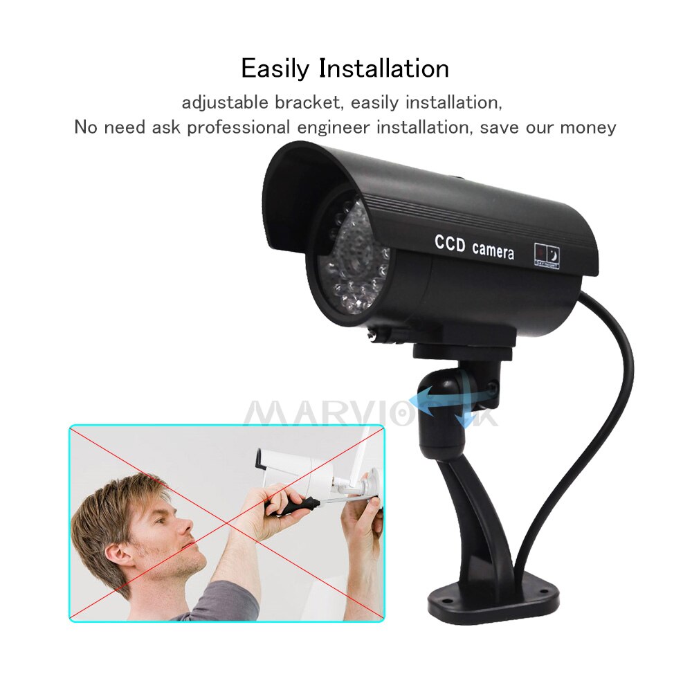 Waterproof Fake Camera Outdoor Dummy CCTV Camera With Flashing Red LED Realistic Look Bullet Indoor Home Security Fake Camera