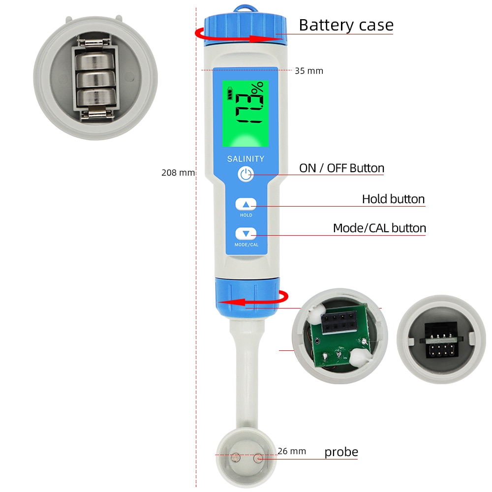 S-200 IP67 waterproof Salinometer Salinity Tester Foods Salt Meter High-precision salt concentration meter for food 40% off