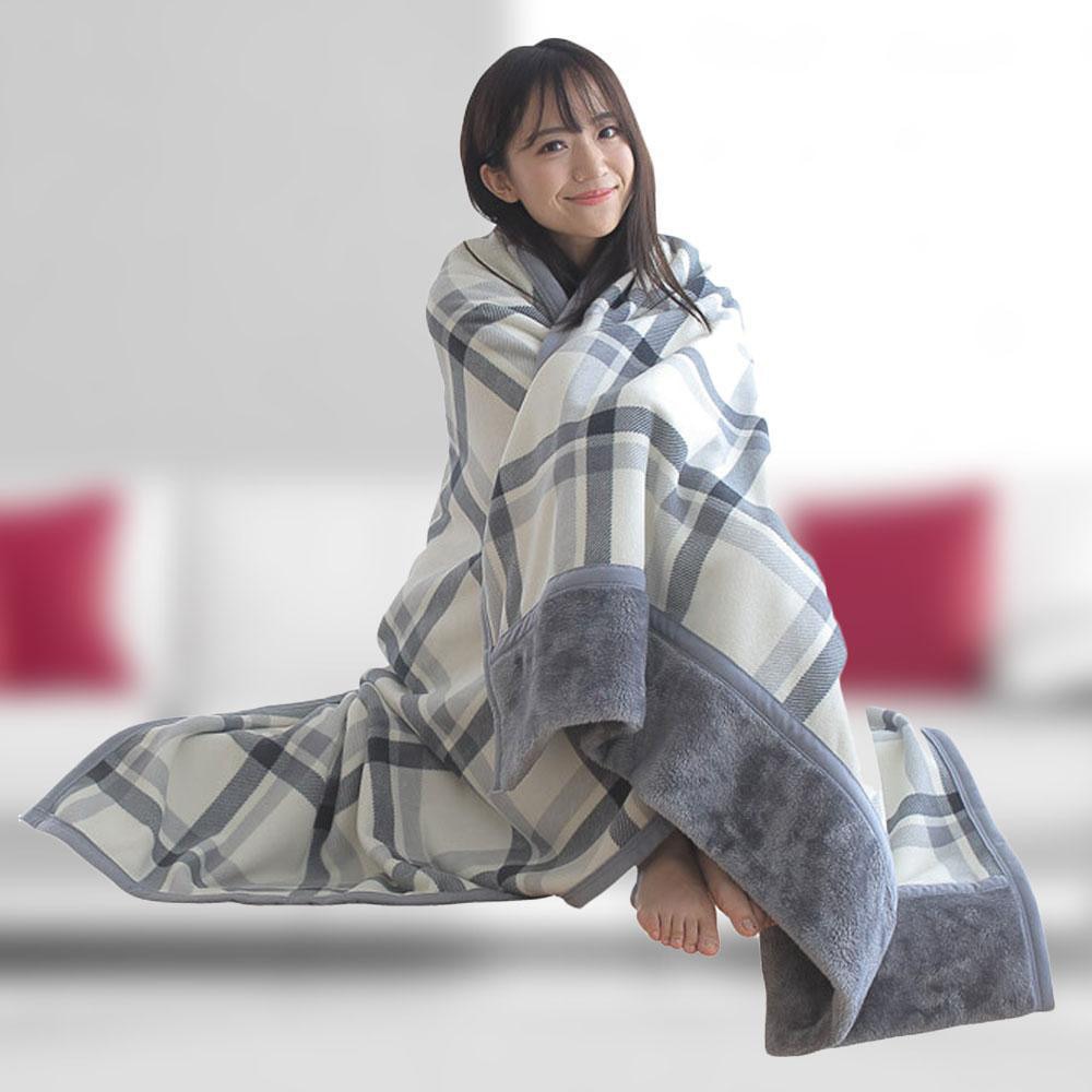 Wearable Plaid Blanket Fleece Doublelayer Blankets With Button Thicken Multifunction Winter Warm Throw Blanket For Sofa Bed
