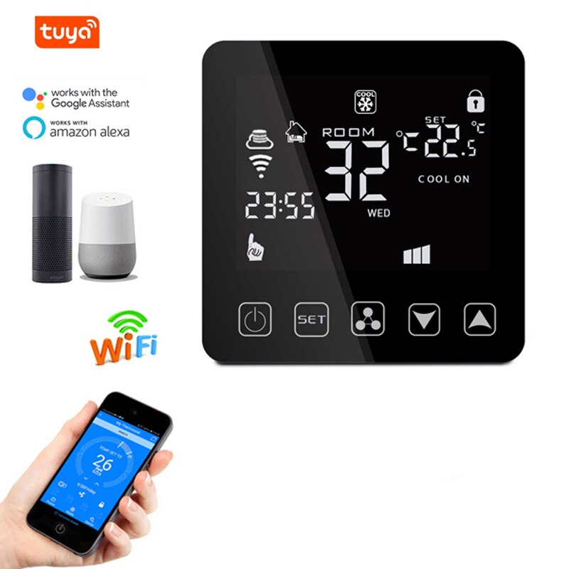 WiFi Smart Thermostat 24V for Central Air Conditioner Fan Coil Units FCU Room Temperature Controller Cooling Heating Ventilation