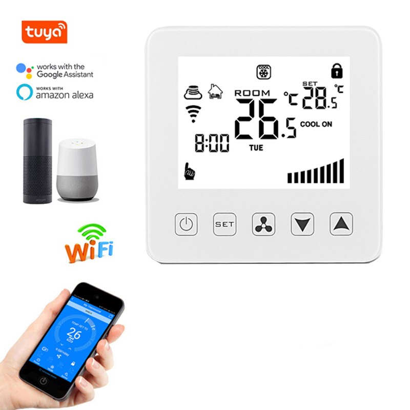 WiFi Smart Thermostat 24V for Central Air Conditioner Fan Coil Units FCU Room Temperature Controller Cooling Heating Ventilation
