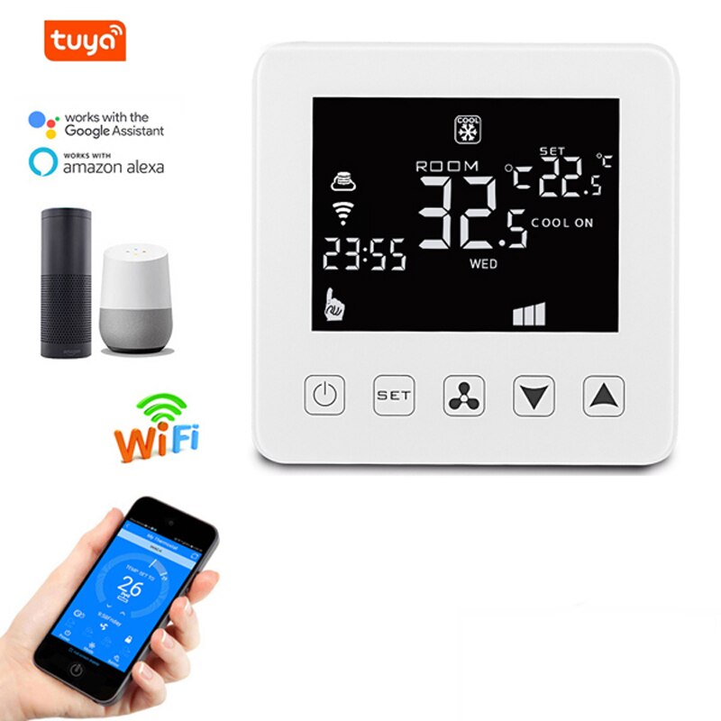 WiFi Smart Thermostat 24V for Central Air Conditioner Fan Coil Units FCU Room Temperature Controller Cooling Heating Ventilation