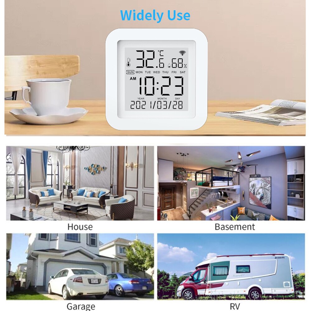 WIFI Temperature And Humidity Sensor Indoor Hygrometer Thermometer With LCD Display Weather Station for Alexa Google Home