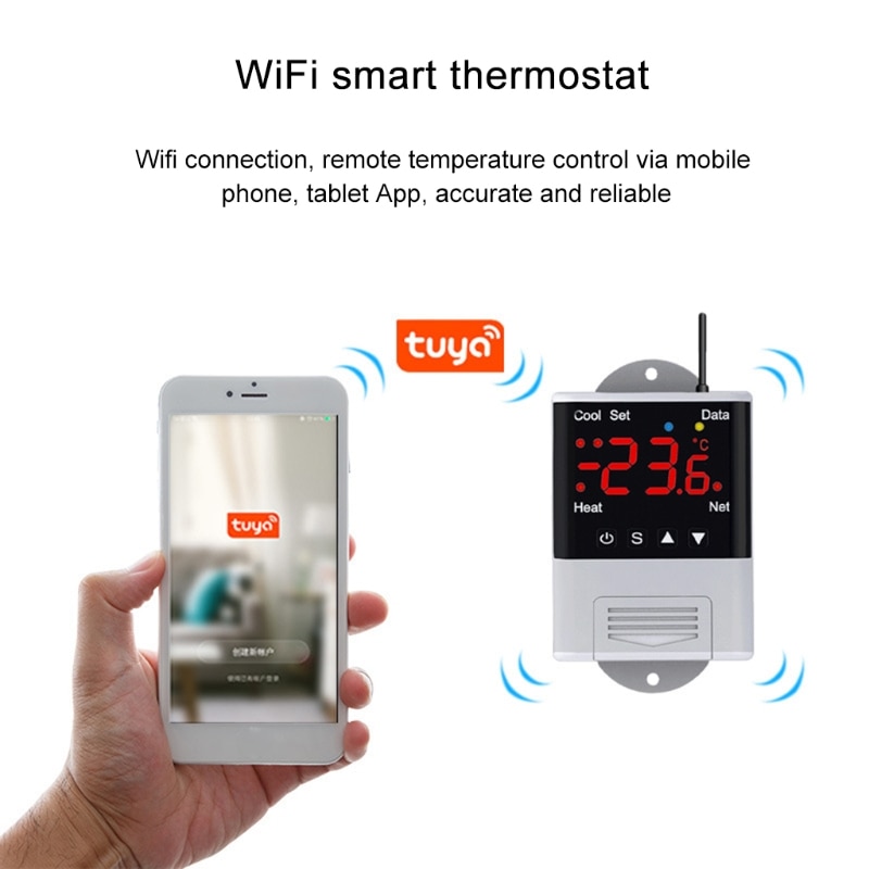 WIFI Thermostat 110V-230VAC Digital Temperature Phone APP Remote Control DS18B20