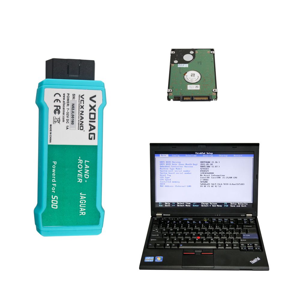 WIFI VCX NANO Ford/Mazda, JLR or GM/Opel with Latest Software 500GB HDD Pre-installed on Lenovo X220 Laptop