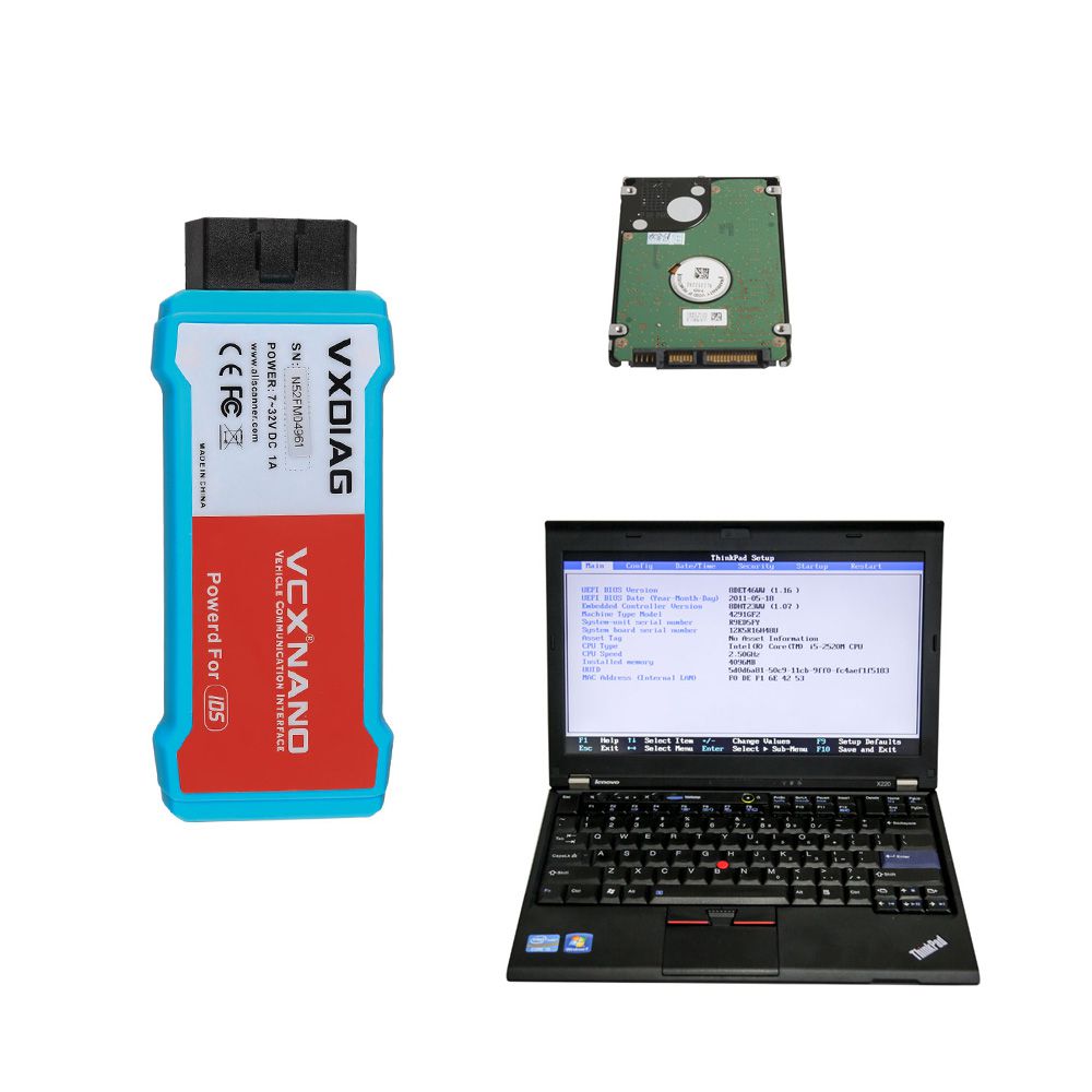 WIFI VCX NANO Ford/Mazda, JLR or GM/Opel with Latest Software 500GB HDD Pre-installed on Lenovo X220 Laptop