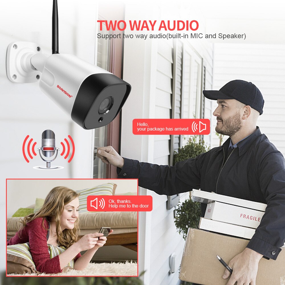 HD 5MP WIFI Wireless IP Camera 1080P CCTV WI-FI Camera Outdoor Alarm 2-Way Audio TF Card Slot 6*Array Led IR 20m CamHipro