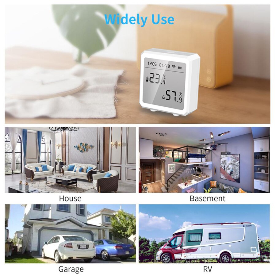 Wifi ZigBee Smart Home Temperature And Humidity Sensor With LED Screen Works With Alexa Google Assistant Tuya Zigbee Hub