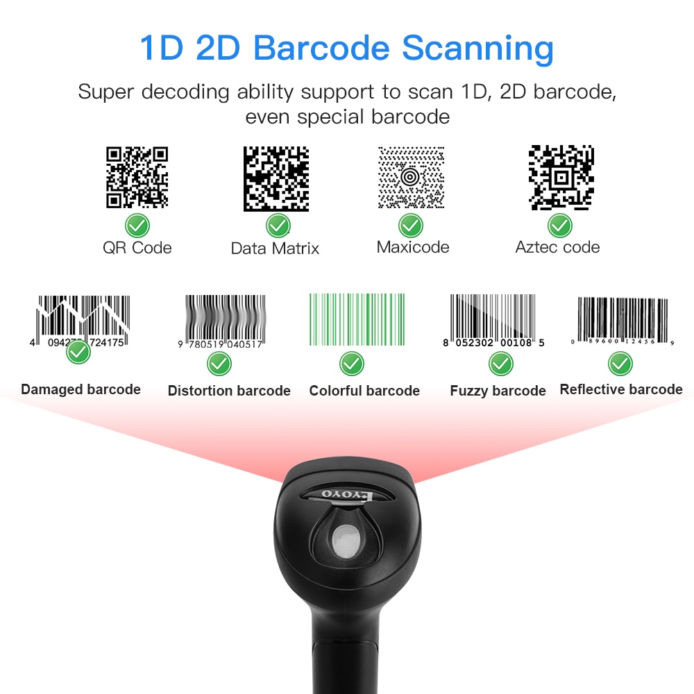 Wired 1D QR 2D barcode scanner handheld USB Wired Bar Codes Reader CCD PDF417 Data Matrix Bar Code Image Automatic Scanner