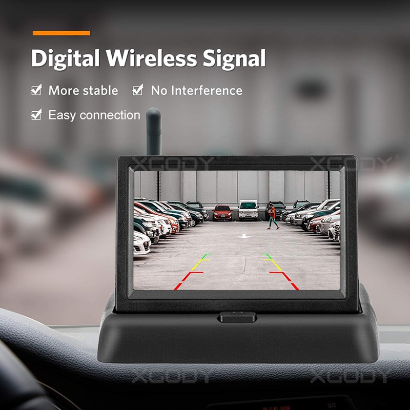 Wireless Digital Rearview Camera + 4.3 "LCD Monitor Screen Foldable Passenger Car TFT Display