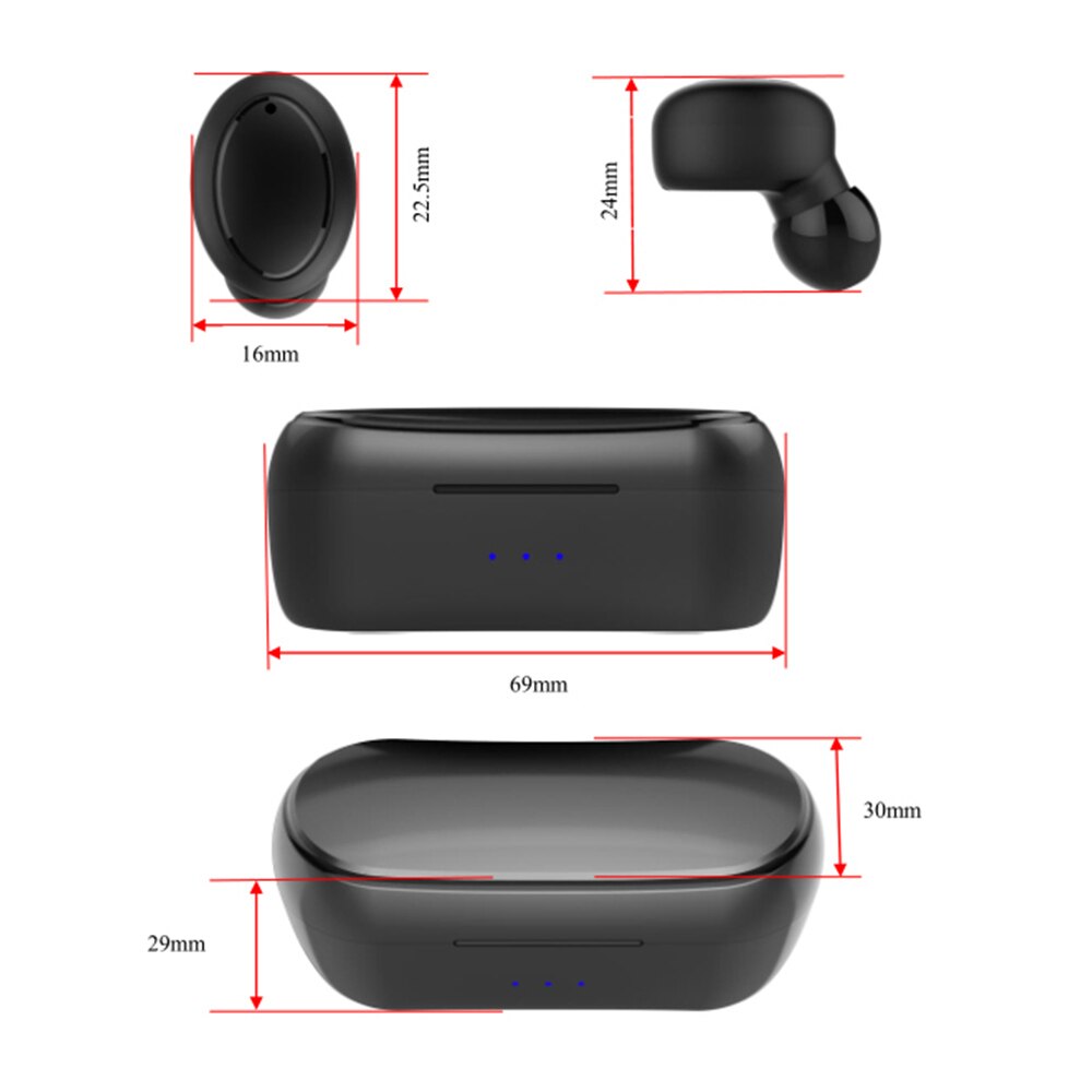 Wireless Earphones Bluetooth 5.0 TWS Headphones w/ Mic IPX5 Waterproof Wireless In-ear Earbuds Touch Control Sports Headset