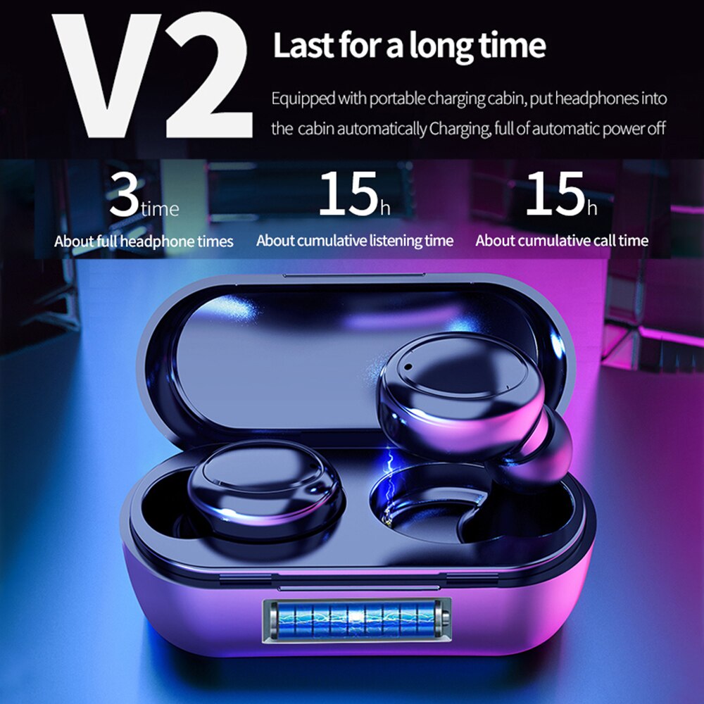 Wireless Earphones Bluetooth 5.0 TWS Headphones w/ Mic IPX5 Waterproof Wireless In-ear Earbuds Touch Control Sports Headset