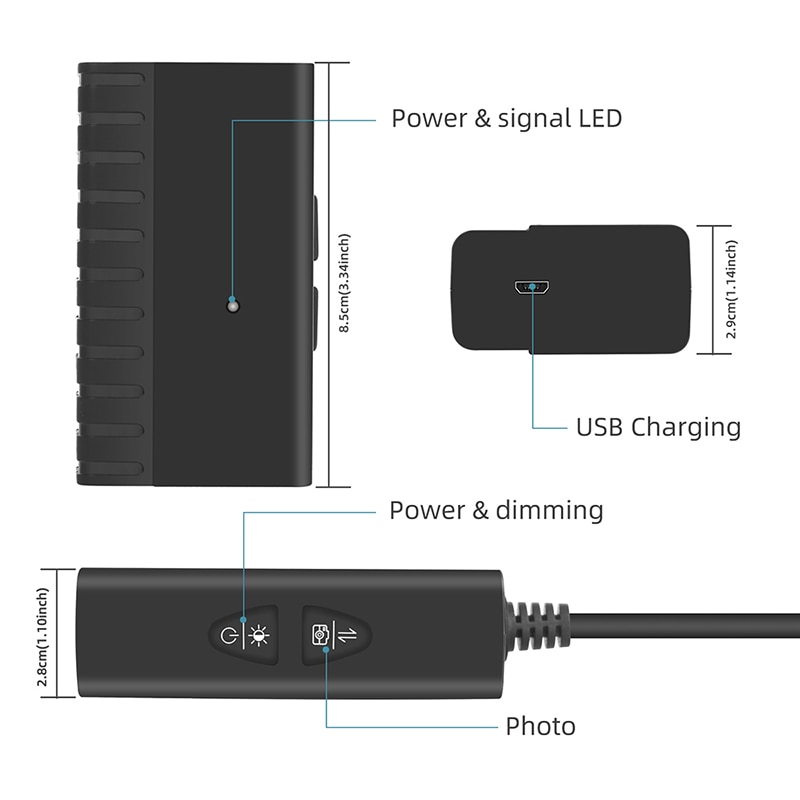 5.5MM 2.0MP HD Wireless Endoscope 1080P Dual Camera IP67 Snake Inspection Camera with 2600mAh Battery for iOS & Android Tablets