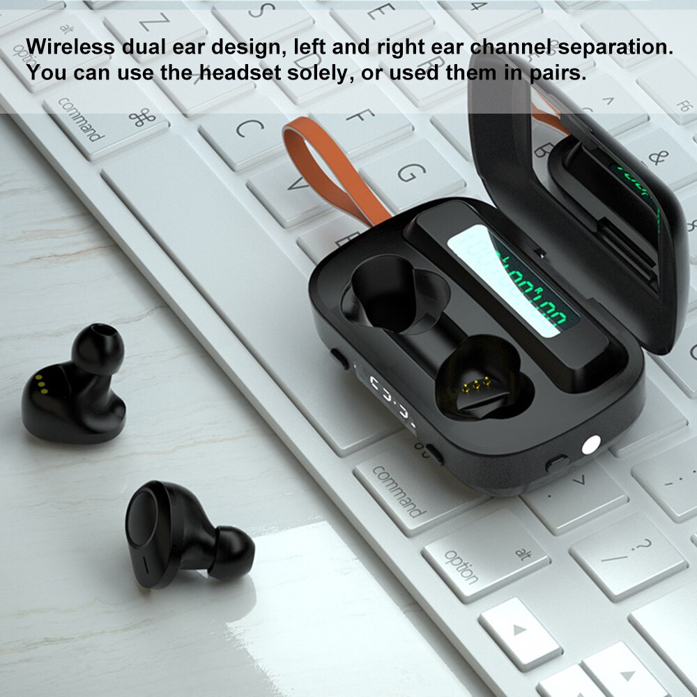 Wireless Headphones Bluetooth 5.1 TWS Earphone with Mic 2000mAh Sports Headsets Touch Control Music Earbuds for Phones