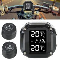 Wireless LCD Display Motorcycle TPMS Tyre Temperature With 2 External Sensors Motor Tire Pressure Monitoring Alarm System