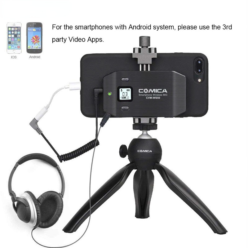 Wireless Smartphone Microphone,Comica CVM-WS50(C) 6 Channels Lavalier Lapel Microphone for iPhone/Samsung Huawei Android Phone