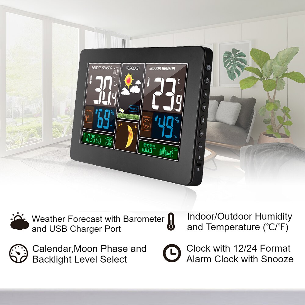 Wireless Weather Station 3-in-1 Weather Thermometer Hygrometer Room Temperature Monitor Humidity Meter Air Pressure Gauge