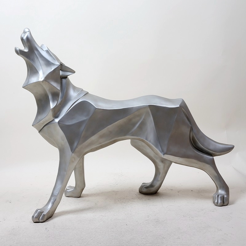 Wolf Resin Statue Model Figurine Geometric Abstract Ice Wolf Wildlife Decor Gift Ornament Animal Totem Wolf Dog Sculpture Crafts