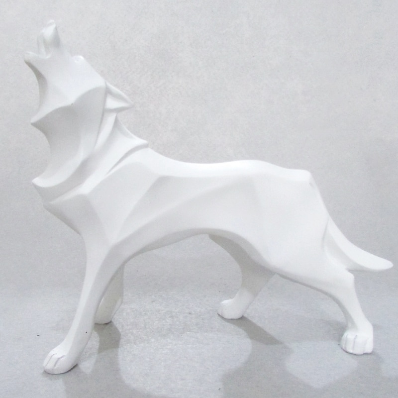 Wolf Resin Statue Model Figurine Geometric Abstract Ice Wolf Wildlife Decor Gift Ornament Animal Totem Wolf Dog Sculpture Crafts