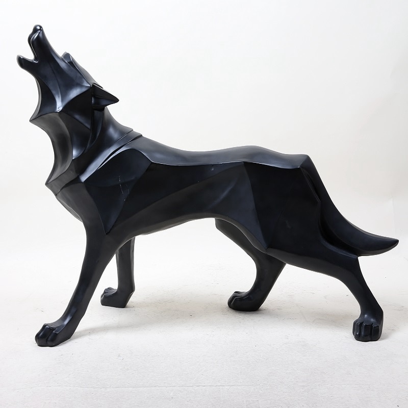 Wolf Resin Statue Model Figurine Geometric Abstract Ice Wolf Wildlife Decor Gift Ornament Animal Totem Wolf Dog Sculpture Crafts