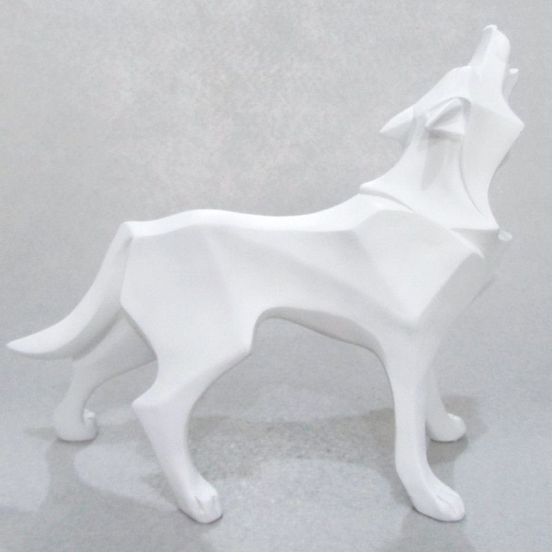 Wolf Resin Statue Model Figurine Geometric Abstract Ice Wolf Wildlife Decor Gift Ornament Animal Totem Wolf Dog Sculpture Crafts