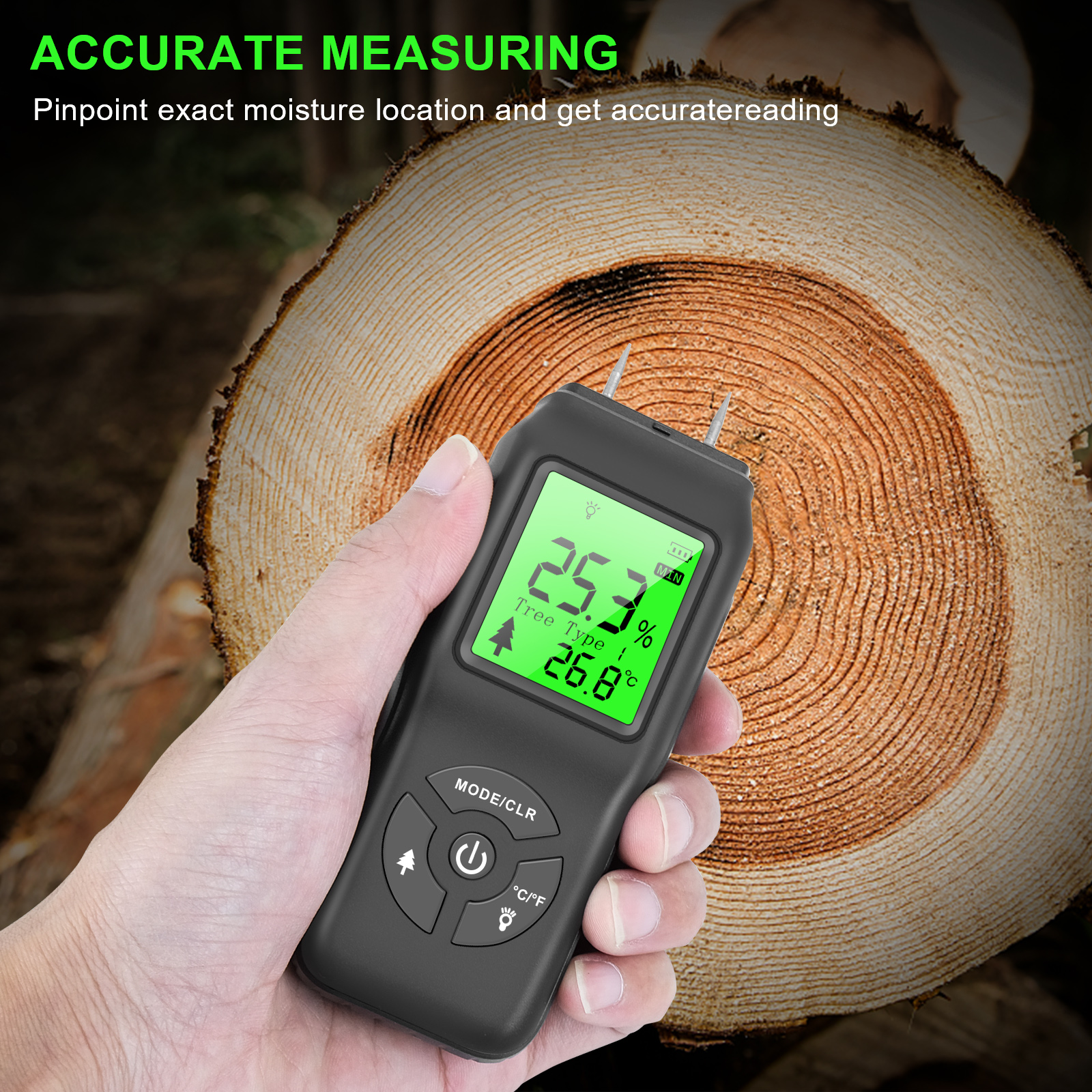 Wood Moisture Meter Digital Timber Hygrometer Portable Timber Damp Detector Tool LCD Display Wood Humidity Tester