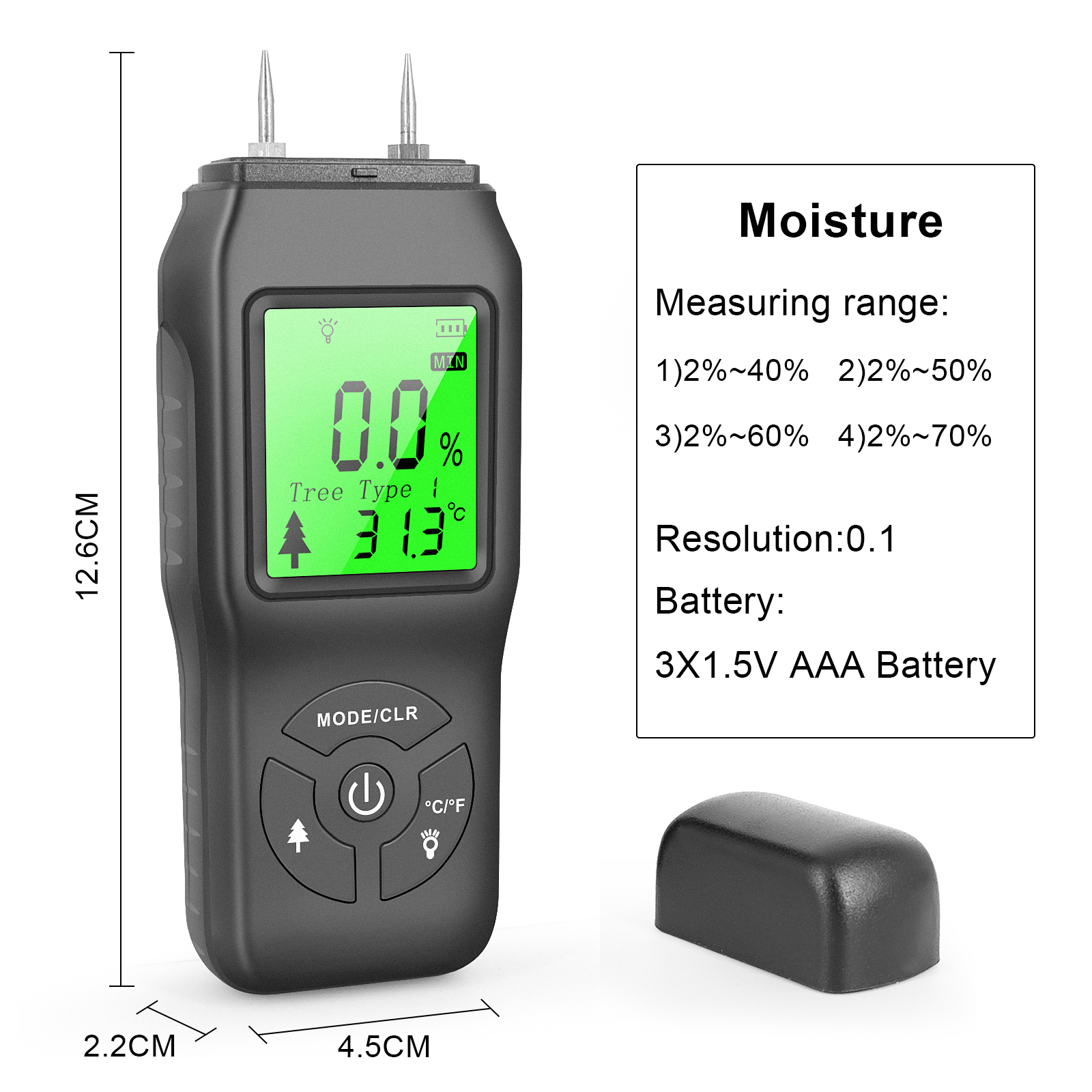 Wood Moisture Meter Digital Timber Hygrometer Portable Timber Damp Detector Tool LCD Display Wood Humidity Tester