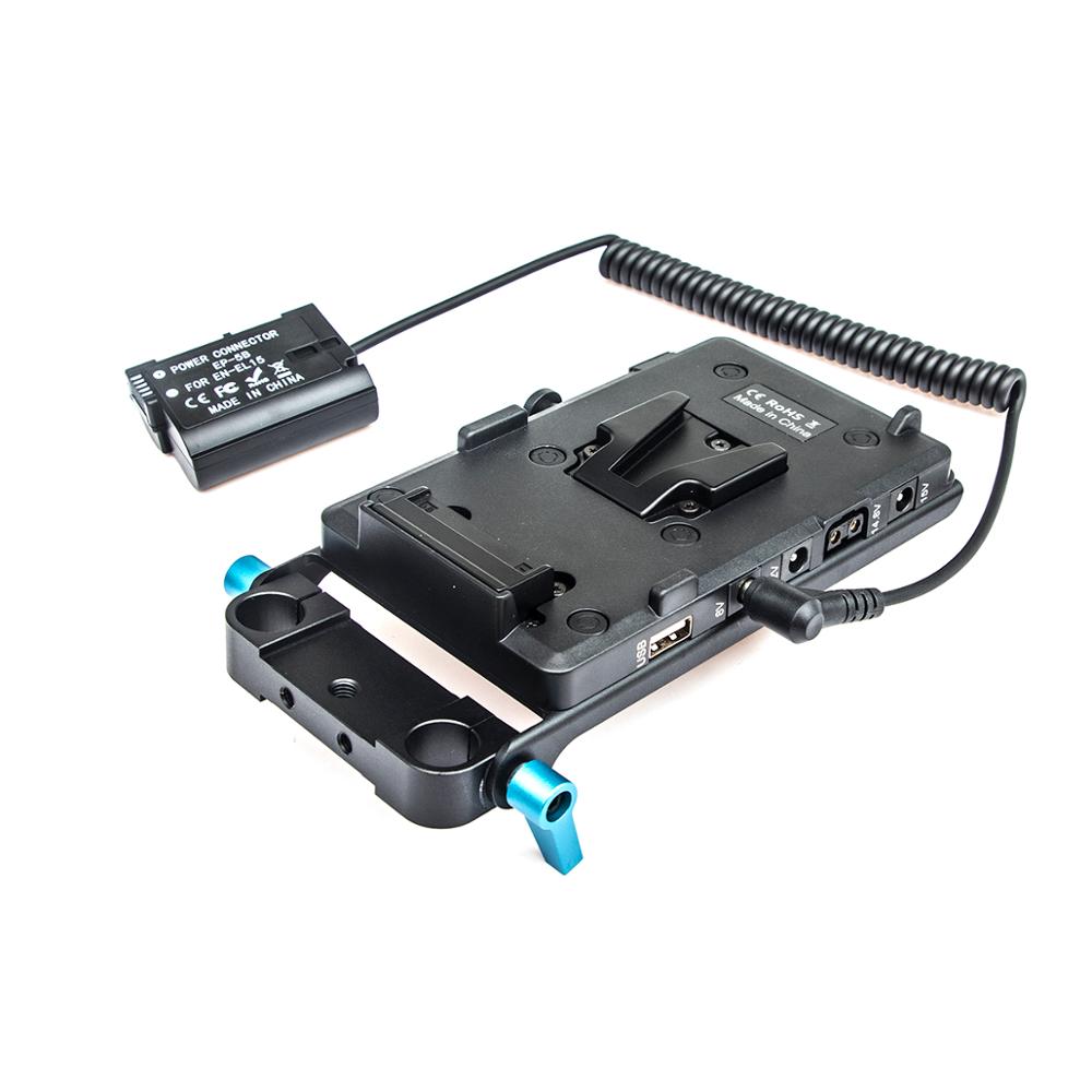 WY-VG1 Power Supply System V Mount Battery Plate Adapter with EN-EL15 Cable for Broadcast SLR HD camera