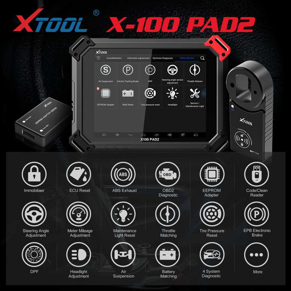 XTOOL X100 PAD2 Pro with Car KC100 Programmer With Automotivo Diagnostic  Full Configuration Support VW 4th & 5th IMMO & Special Functions