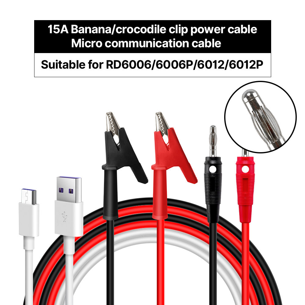 X15A X25A Banana Plug to Alligator Clip Test Cable and Nicro Communication Cable for RD6006 RD6012 RD6018 RD6024 output