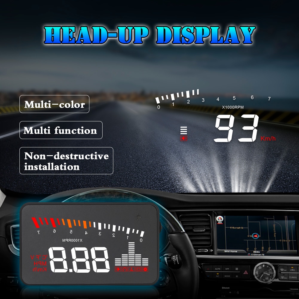 X5 OBD2 Head-Up Display Speedometer Windshield Projector RPM Speed Alarm Car EU OBD HUD Display Auto Electronic