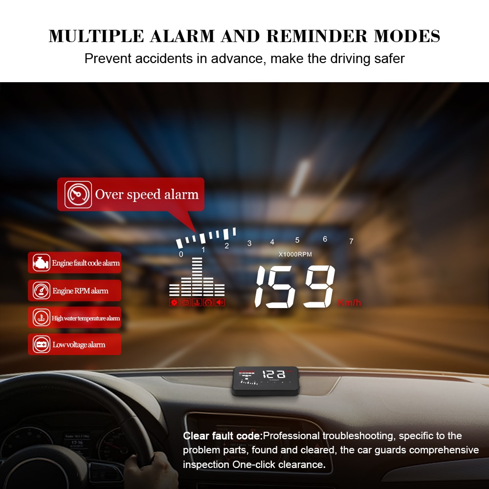 X5 OBD2 Head-Up Display Speedometer Windshield Projector RPM Speed Alarm Car EU OBD HUD Display Auto Electronic