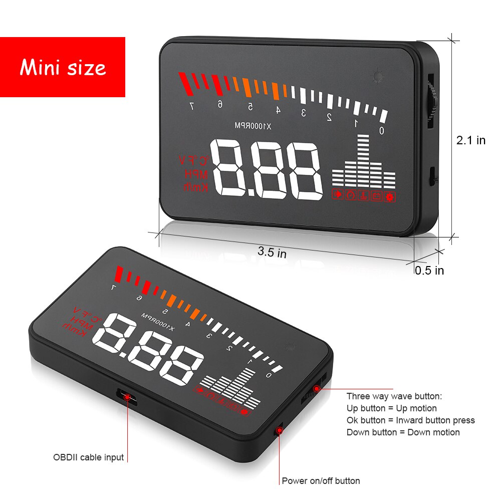 X5 OBD2 Head-Up Display Speedometer Windshield Projector RPM Speed Alarm Car EU OBD HUD Display Auto Electronic