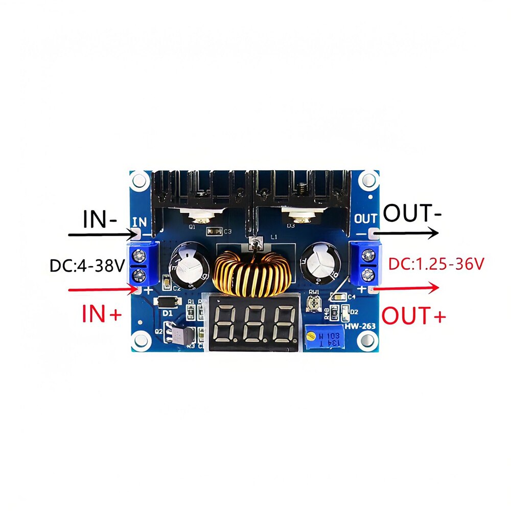 XH-M404 DC 4-40V 8A 200W Voltage Regulator Module Digital PWM Adjustabl DC-DC Step Down Voltage Regulator DC XL4016E1