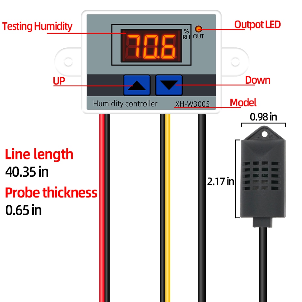 XH-W3005 12V 24V 220V Digital Humidity Controller Humidistat Hygrometer Humidity Control Switch regulator Humidity sensor