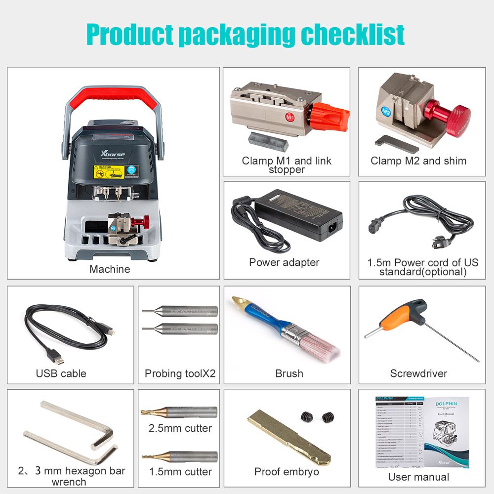 Xhorse Dolphin XP-005 Automatic Key Cutting Machine Work on Mobile Phone APP Built-in Battery