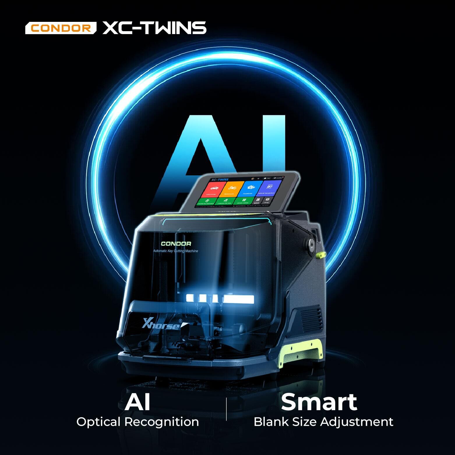 2025 Newest Xhorse XCMT01GL Condor XC-TWINS Key Cutting Machine Advance AI Recognition Ultimate Efficiency Superior Double Cutter Seamless Cutting