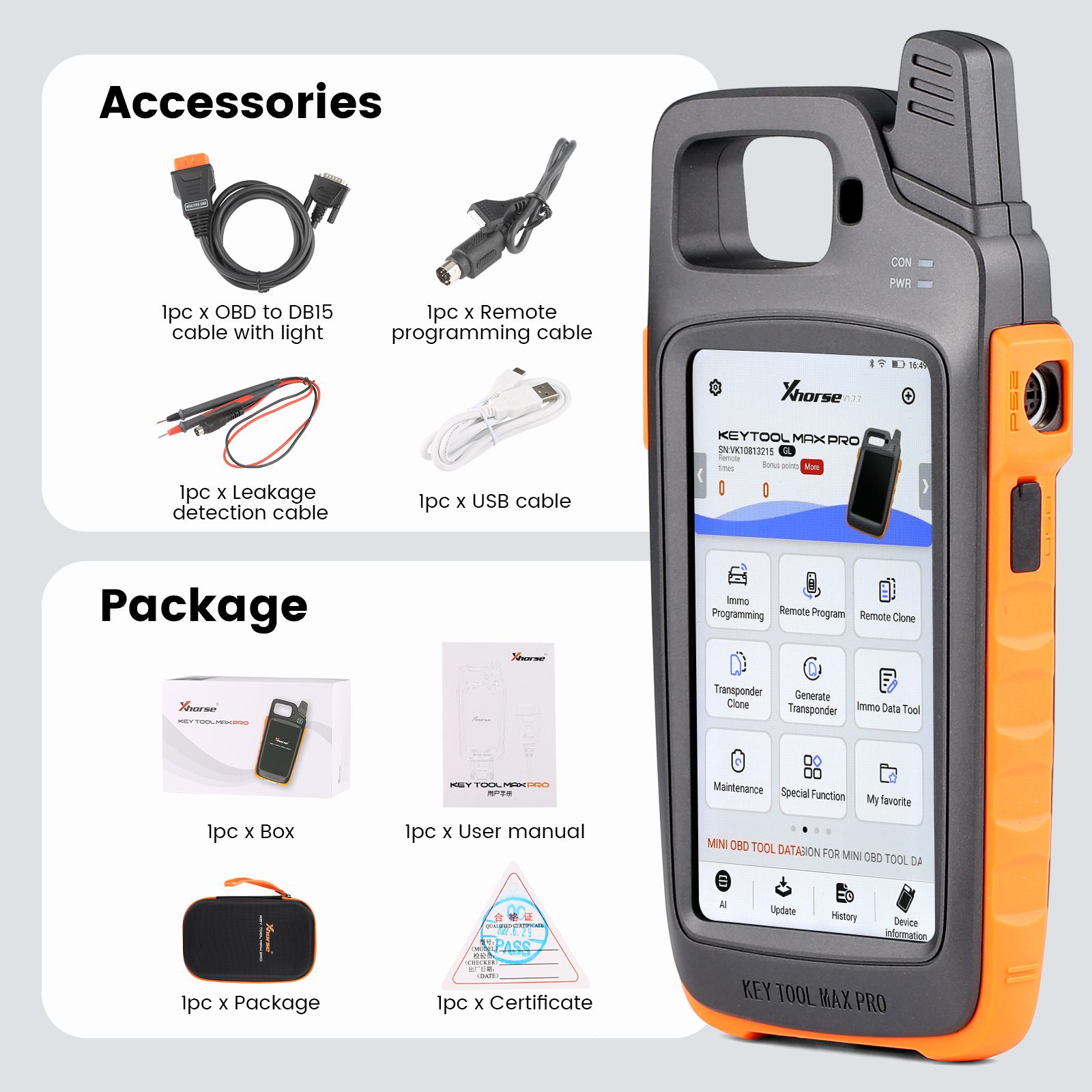 2023 Newest Xhorse VVDI Key Tool Max Pro With MINI OBD Tool Function Support Read Voltage and Leakage Current