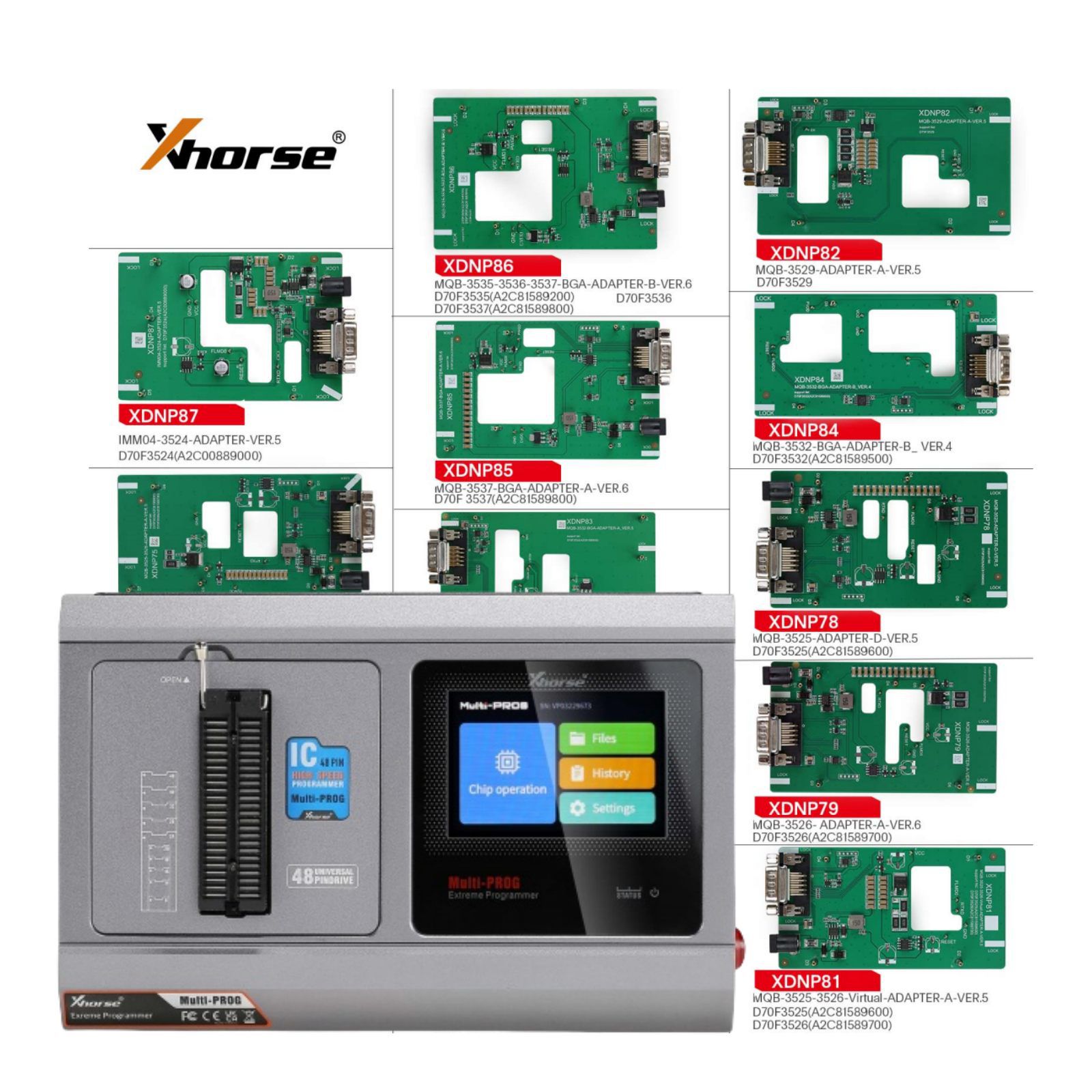 Xhorse Multi Prog Multi-Prog Programmer with MQB48 XDNPM3GL 13pcs Set Solder-Free Adapters