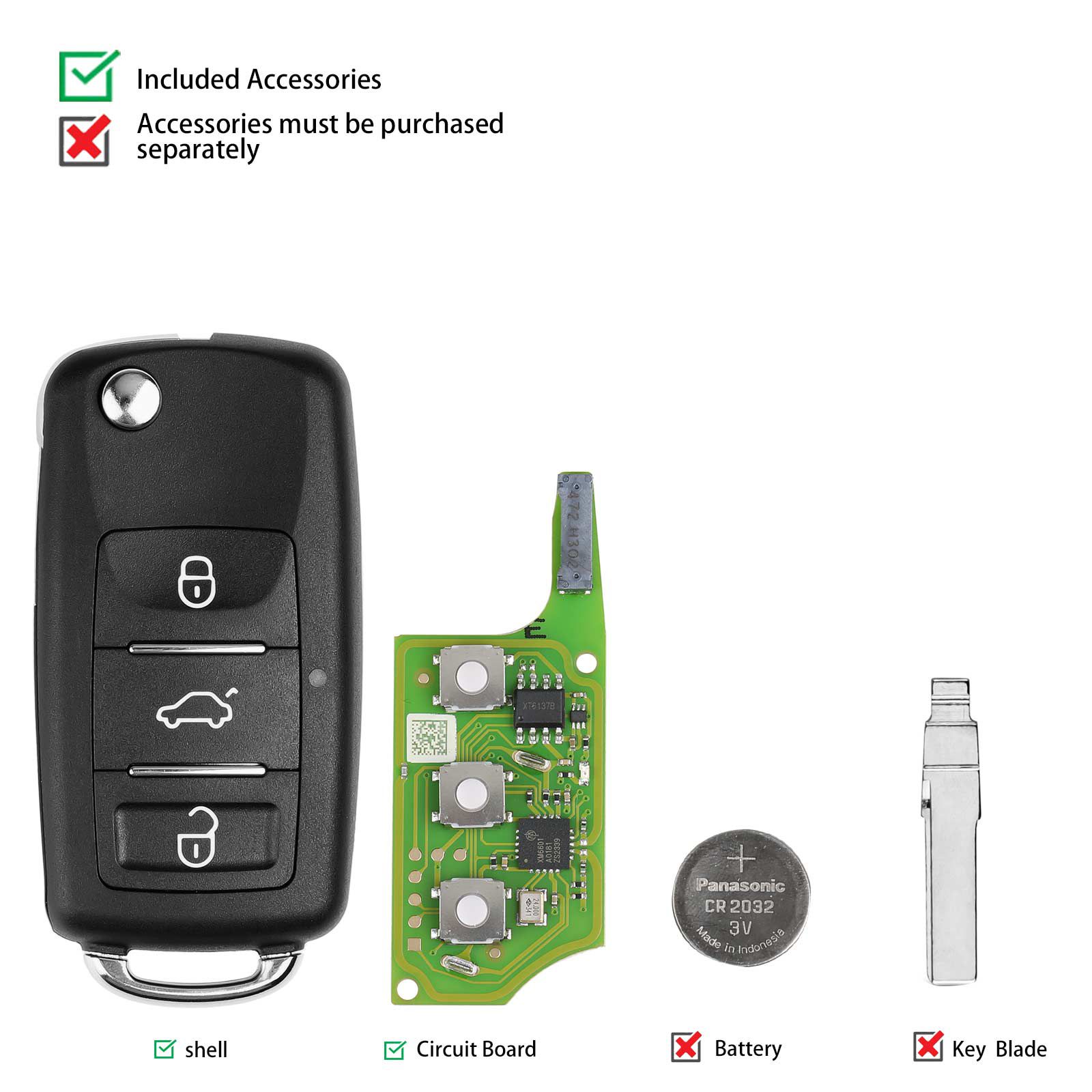 2025 Xhorse XEB510EN Volkswagen B5 Type Super Remote with XT27B Super Chip 10pcs/lot