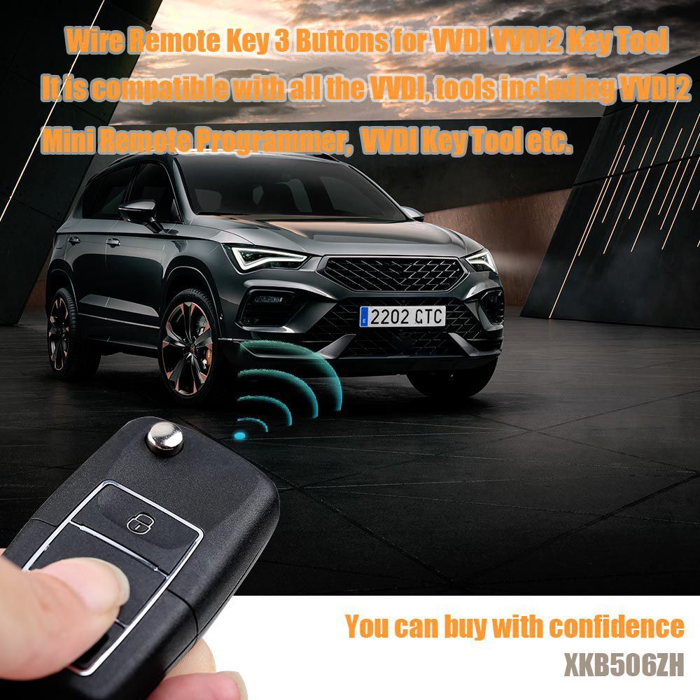 Xhorse XKB506EN Wire Remote Key VW B5 Flip 3 Buttons Extreme Black English Version 5pcs/lot