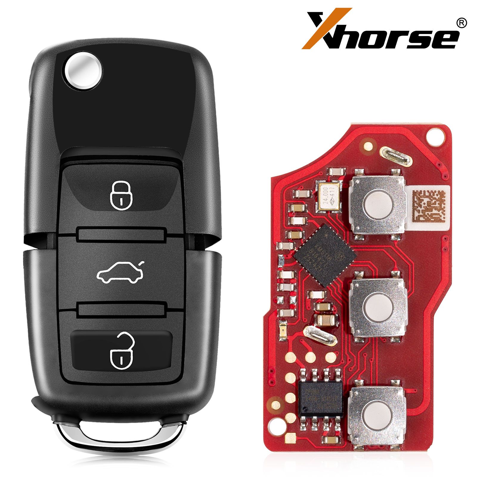 2025 Xhorse XKB520EN Second Generation Wire Remote Key VW B5 Flip 3 Buttons Supports Wireless Programming Universal Smart Key 5pcs/lot