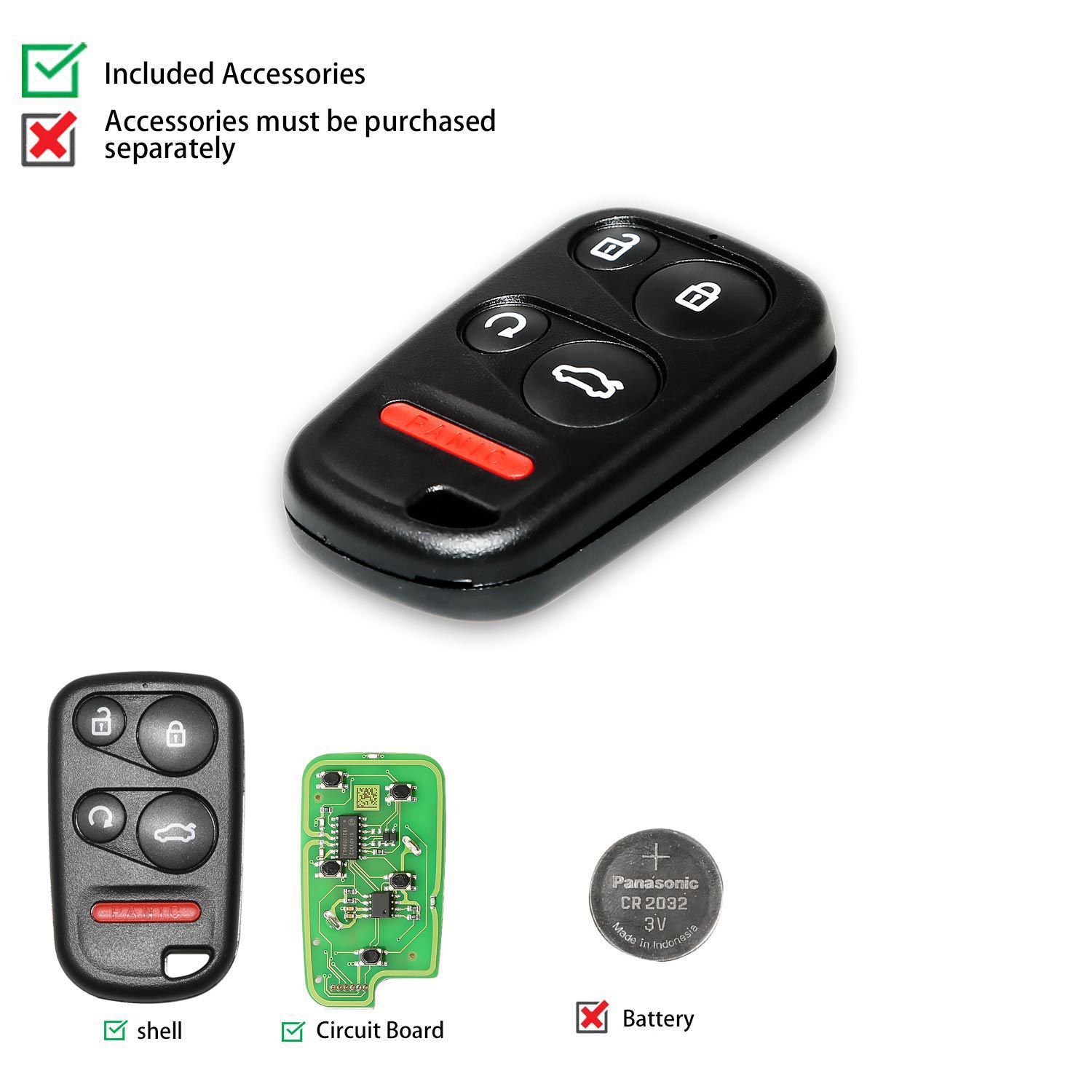 XHORSE XKHO03EN Universal Remote Key Fob for VVDI Key Tool With Remote Start & Trunk Button 5pcs/lot