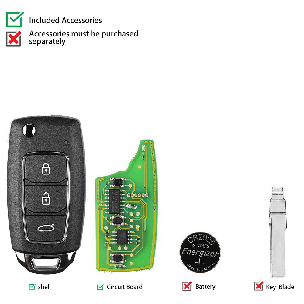 Xhorse XKHY05EN Wire Remote Key Hyundai 3 Buttons English 5pcs/lot