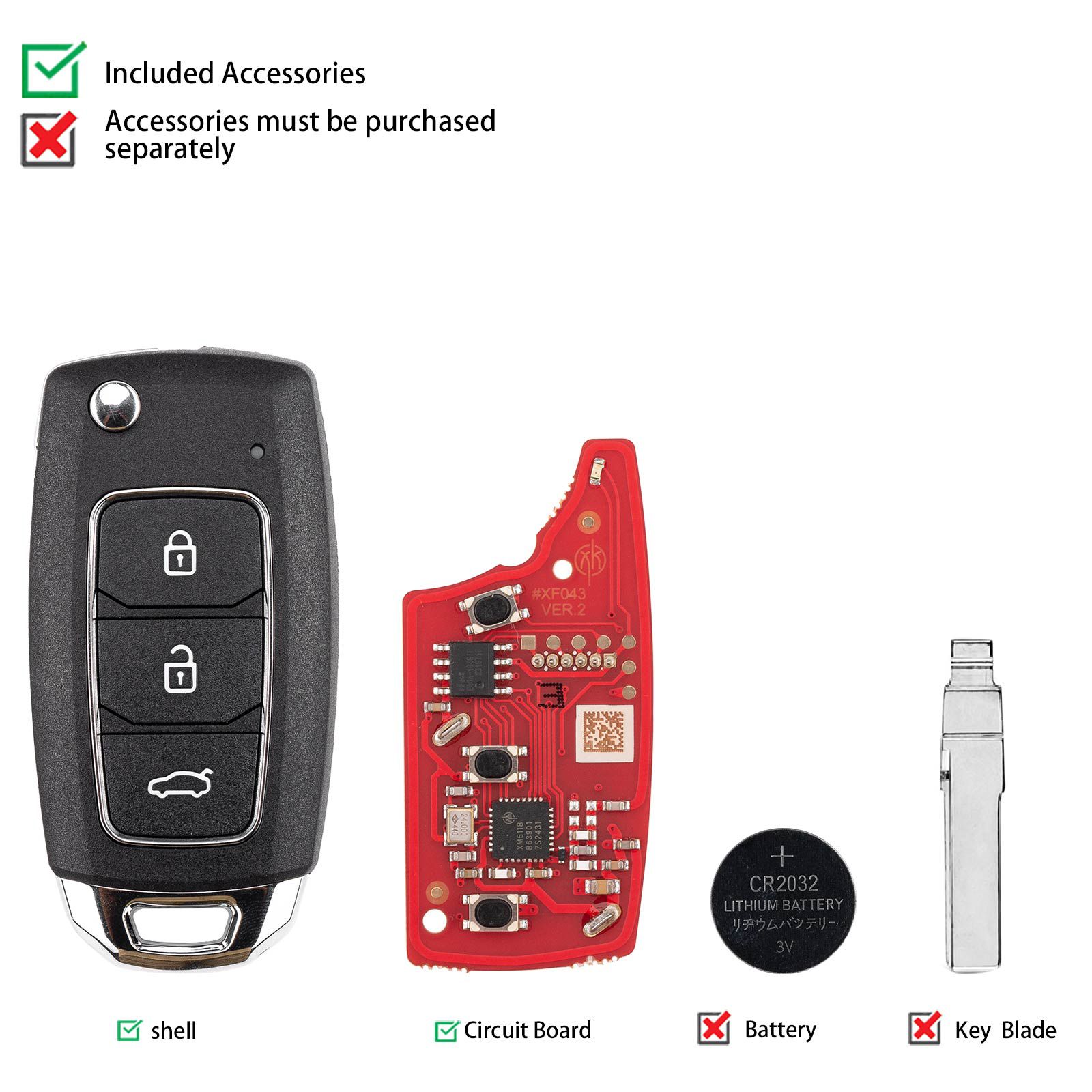 XHORSE XKHY25EN Knife Style 2nd Generation Wire Remote Key Hyundai 3 Buttons 5pcs/lot