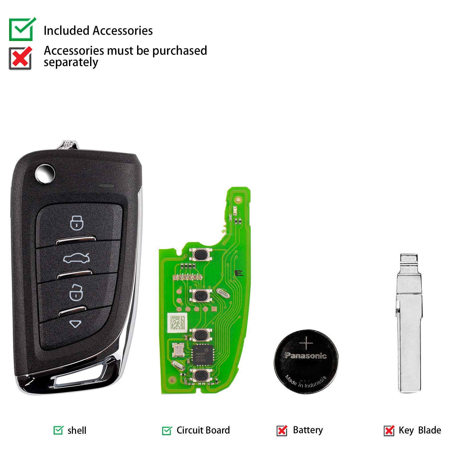 XHORSE XKM800EN Universal Flip Remote Key 4 Buttons Knife Style 5pcs/lot