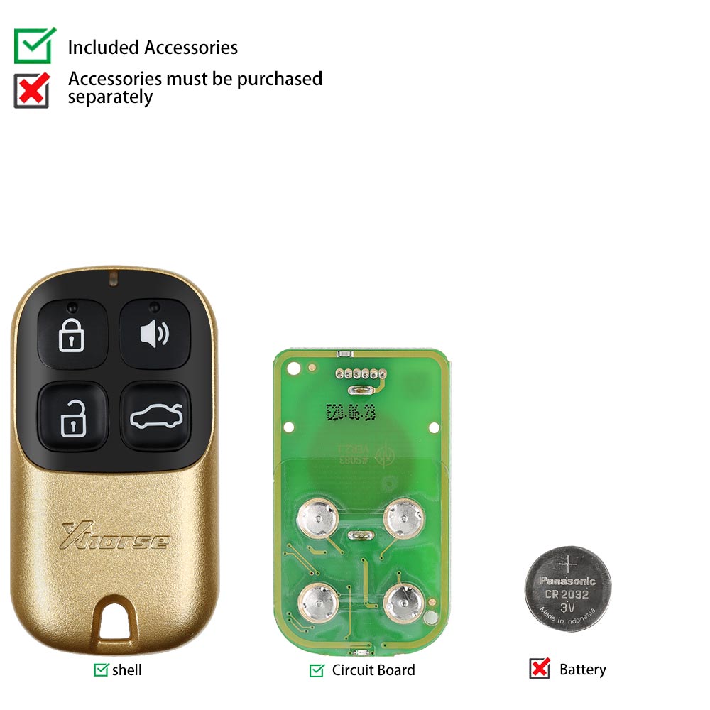 XHORSE XKXH02EN Universal Remote Key 4 Buttons Golden Style English Version for VVDI Key Tool 5pcs/lot