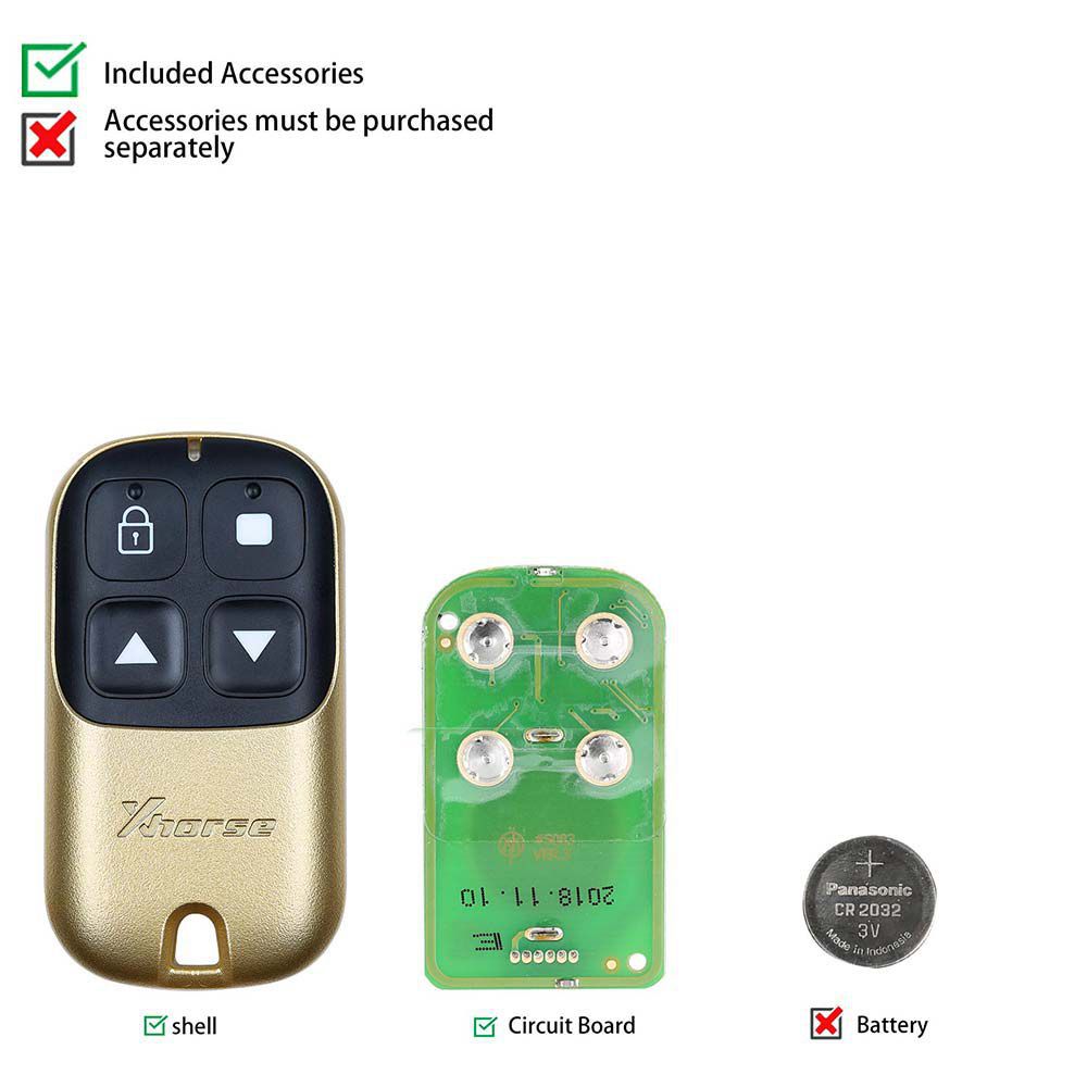 Xhorse XKXH05EN Garage Remote Key 4 Buttons Golden 5pcs/lot