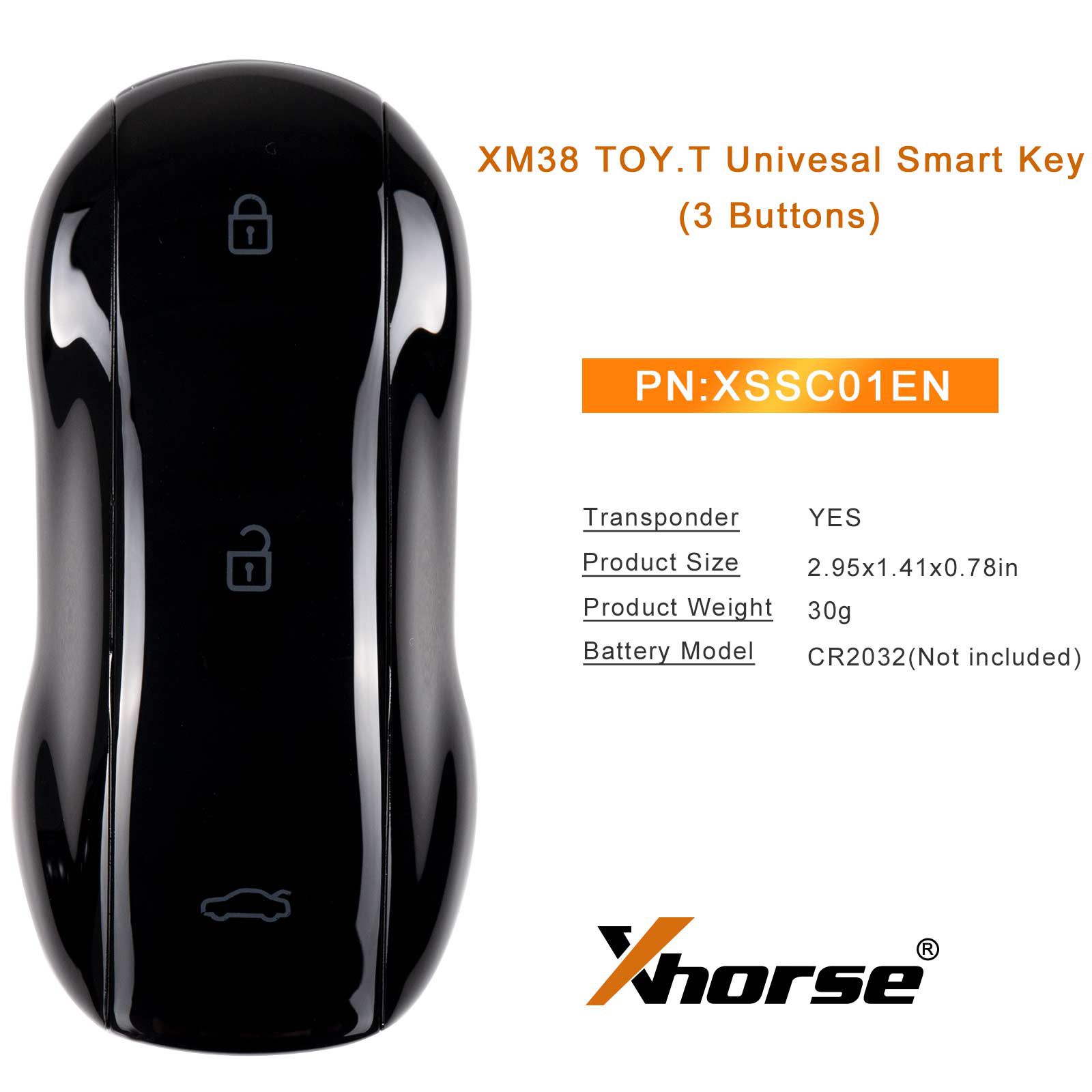 XHORSE XSSC01EN  XM38 TOY.T Univesal Smart Key Supercar Style Glossy Black Color