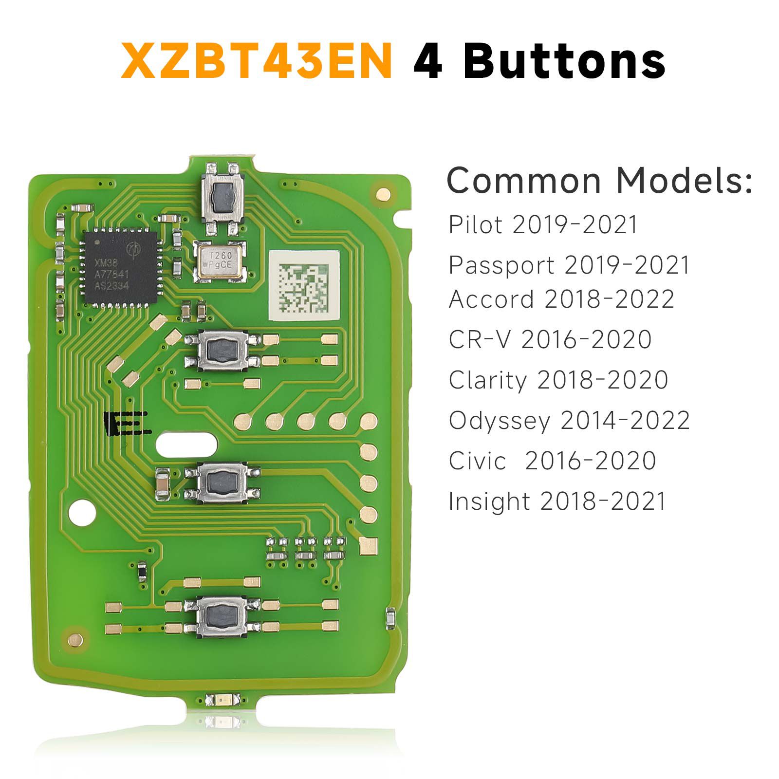 XHORSE XZBT43EN 4 Button HON.D Special PCBs for Honda Pilot Passport Accord CR-V Clarity Odyssey Civic Insight 5pcs/lot